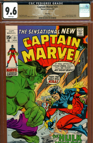 Captain Marvel #21 CGC graded 9.6 versus Hulk PEDIGREE