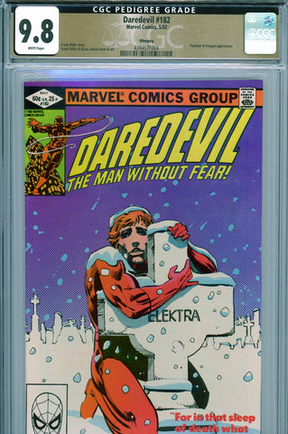 Daredevil #182 CGC graded 9.8 - Punisher/ Kingpin appearance PEDIGREE - SOLD!