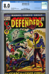 Defenders #02 CGC graded 8.0 - Silver Surfer cover/story