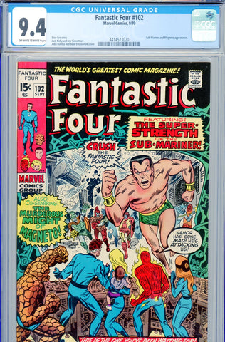 Fantastic Four #102 CGC graded 9.4 - Sub-Mariner & Magneto appearance