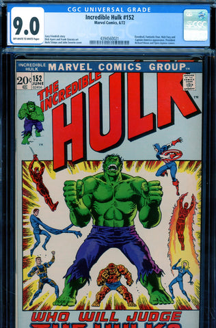 Incredible Hulk #152 CGC graded 9.0 Daredevil, Fantastic Four, Capt. America