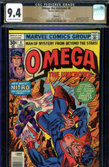 Omega the Unknown #08 CGC graded 9.4 2nd app. of Nitro  PEDIGREE