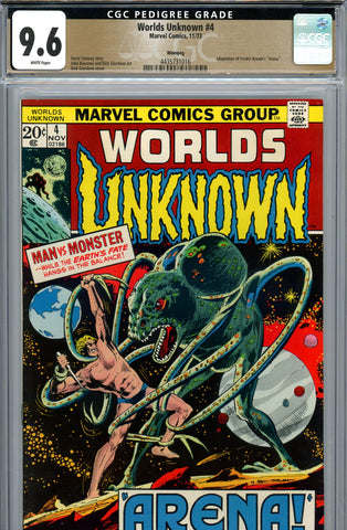 Worlds Unknown #4 CGC 9.6 - adaptation of "Arena" PEDIGREE