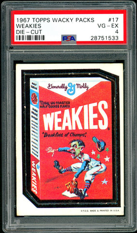 1967 Topps Wacky Packs Die-Cut #17 PSA GRADED 4 - SOLD!