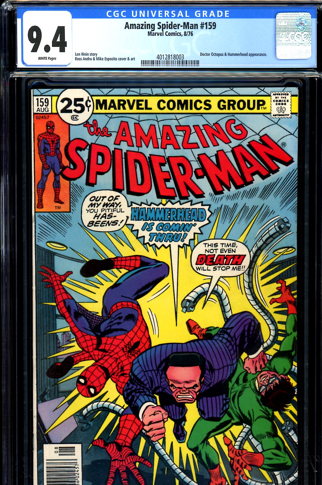 Cedar Chest Comics - Amazing Spider-Man #159 CGC graded 9.4 white