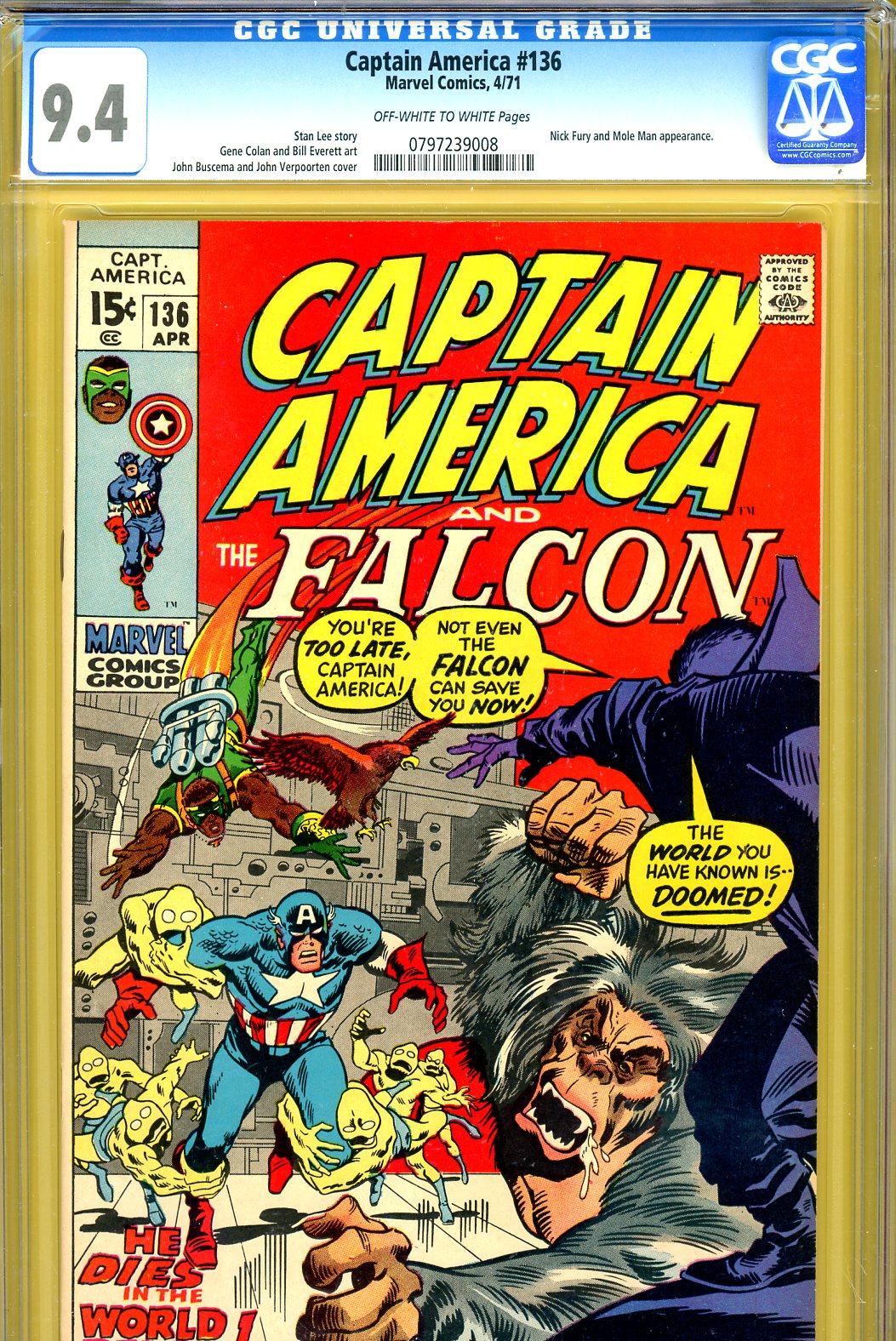 Cedar Chest Comics - Captain America #136 CGC graded 9.4 Nick Fury/Mole Man  appearance - SO