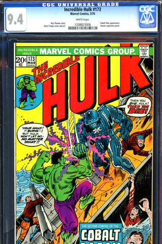 Incredible Hulk #173 CGC graded 9.4  Cobalt man c/s SOLD!