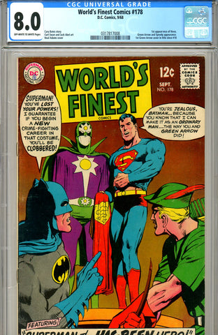 World's Finest #178 CGC graded 8.0  first S.A. Green Arrow cover - SOLD!