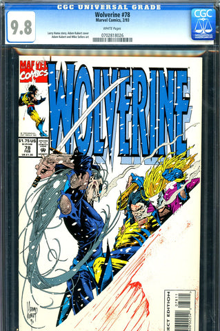 Wolverine #078 CGC graded 9.8 - HIGHEST GRADED Adam Kubert c/a