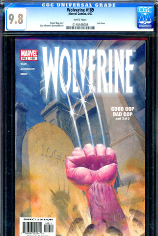 Wolverine #189 CGC graded 9.8 - LAST ISSUE